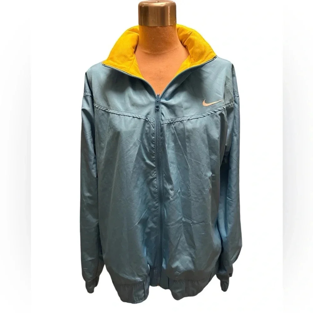 Nike Reversible Teal Yellow Windbreaker Track Jacket Y2K Sporty Women’s Large